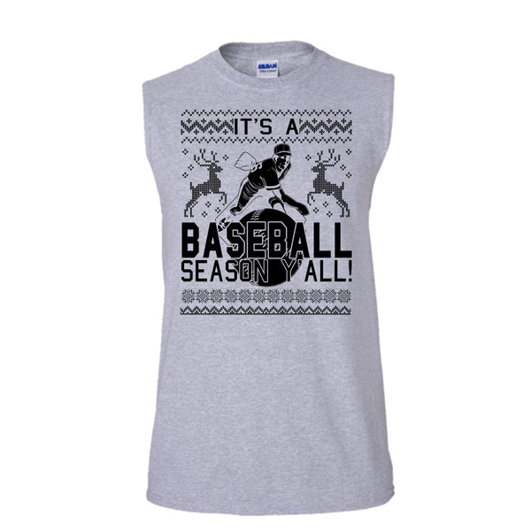 It's A Baseball Season Y'all T Shirt, Merry Christmas Gift T Shirt, Awesome t-shirts (Men's Cotton Sleeveless)