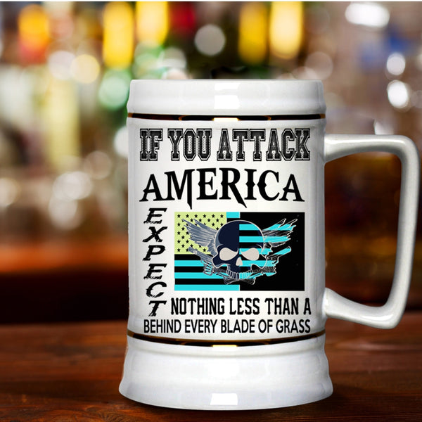 Cool Gift For American Beer Stein 22oz, Cool American Flag Beer Mug