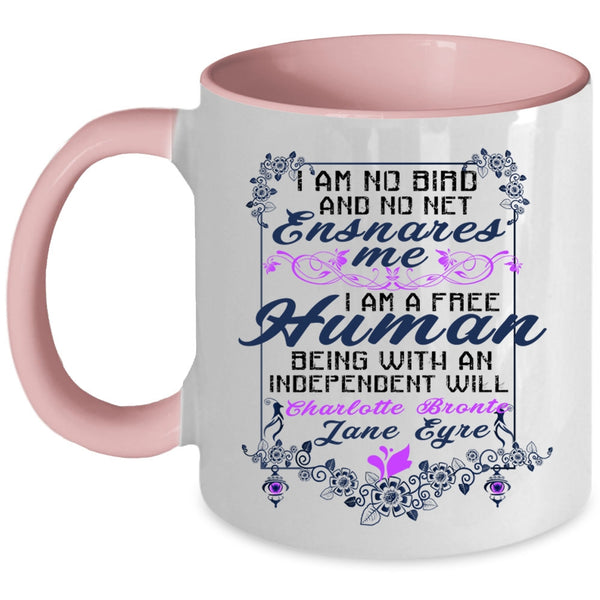 I Am A Free Human Coffee Mug, I Am No Bird And No Net Accent Mug
