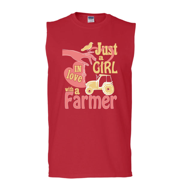 Just A Girl T Shirt, In Love With A Farmer T Shirt, Cool T Shirt (Men's Cotton Sleeveless)
