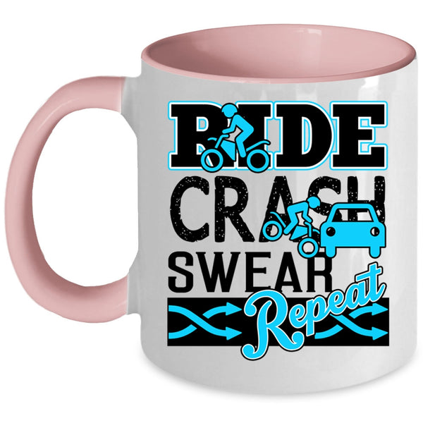 Cool Riding Coffee Mug, Ride Crash Swear Repeat Accent Mug