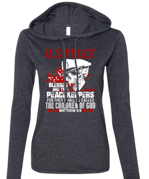 US Police T Shirt, The Children Of God T Shirt (Anvil Ladies Ringspun Hooded)