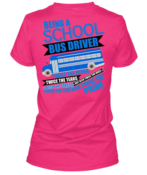 Being A School Bus Driver T Shirt, I Love Bus T Shirt, Cool Shirt (Ladies LS Heather V-Neck)