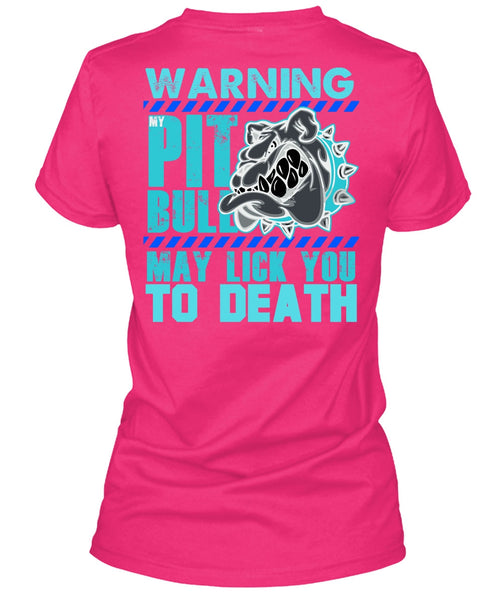 Warning My Pit Bull T Shirt, I Love Pit Bull T Shirt, Cool Shirt (Ladies LS Heather V-Neck)