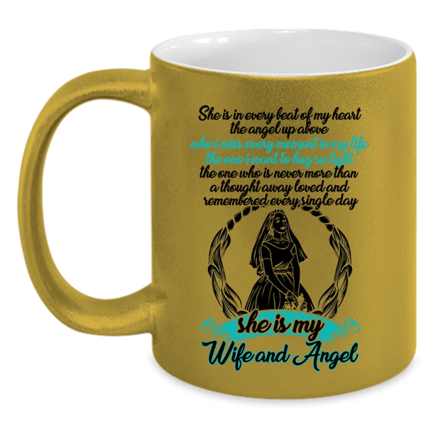 Cool Husband Coffee Mug, She Is My Wife And Angel Accent Mug
