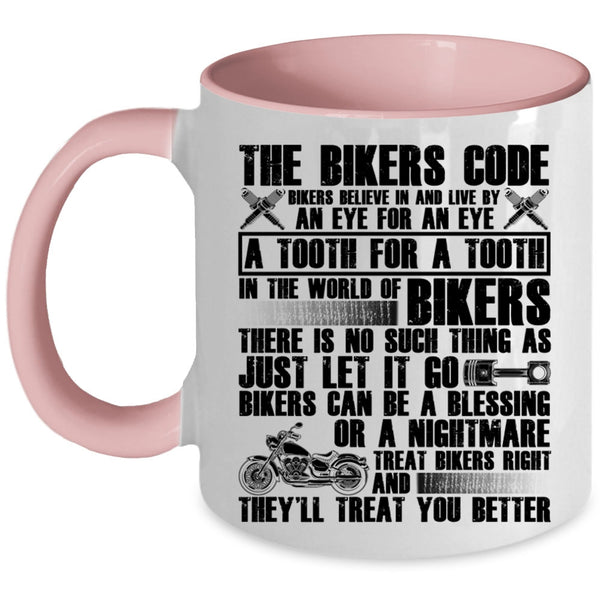 Cool Gift For Bikers Coffee Mug, The Bikers Code Accent Mug