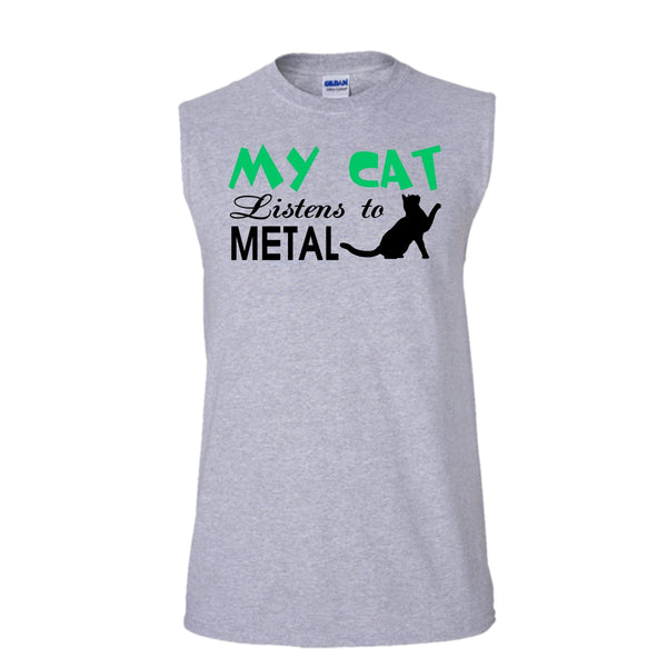 My Cat Listens To Metal Shirt, I Love My Cat Shirt (Men's Cotton Sleeveless)