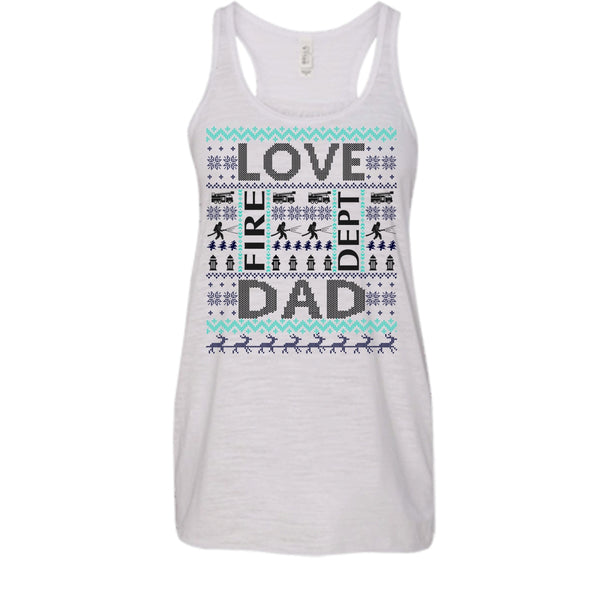 Love Fire Dept Dad T Shirt, Merry Christmas Gift Tank Top