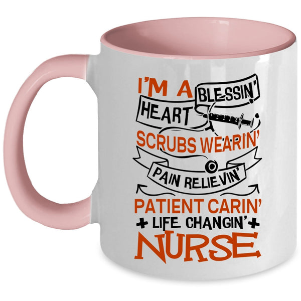 Blessing Heart Scrubs Wearing Coffee Mug, I'm A Nurse Accent Mug
