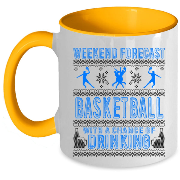 Funny Basketball Player Coffee Mug, Weekend Forecast Basketball Accent Mug