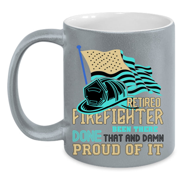 Cool American Flag Coffee Mug, Retired Firefighter Accent Mug
