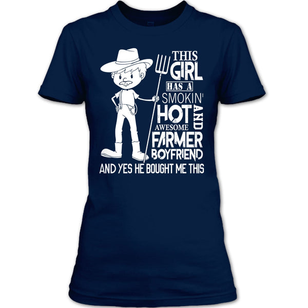 Awesome Farmer Boyfriend T Shirt, Coolest Farmer's Girlfriend T Shirt