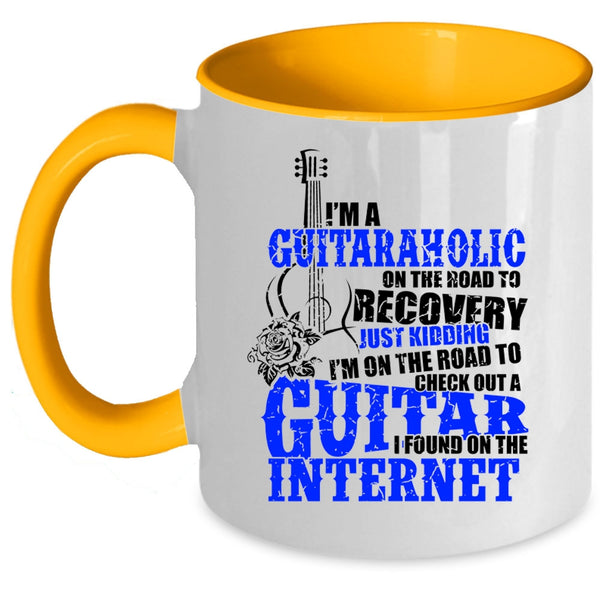 Funny Gift For Guitarist Coffee Mug, I'm A Guitaraholic Accent Mug
