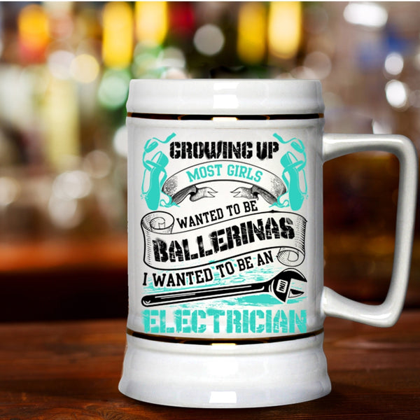 Cute Electricians Beer Stein 22oz, I Wanted To Be An Electrician Beer Mug