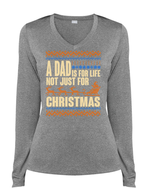 A Dad Is For Life Not Just For Christmas T Shirt, This Girl Loves Christmas T Shirt, Cool Shirt (Ladies LS Heather V-Neck)