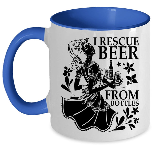 Cute Beer Drinker Coffee Mug, I Rescue Beer From Bottles Accent Mug