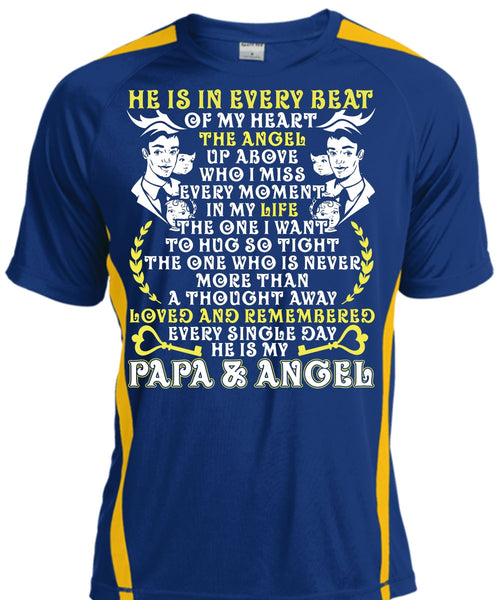 He Is In Every Beat Of My Heart T Shirt, Papa And Angel T Shirt, Cool Shirt