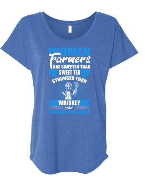 Women Farmers Are Sweeter T Shirt, Being A Farmer T Shirt, Cool Shirt (Ladies' Triblend Dolman Sleeve)