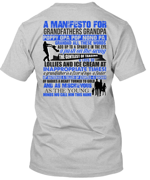 A Manifesto For Grandfathers Grandpa T Shirt, I Love My Kid T Shirt