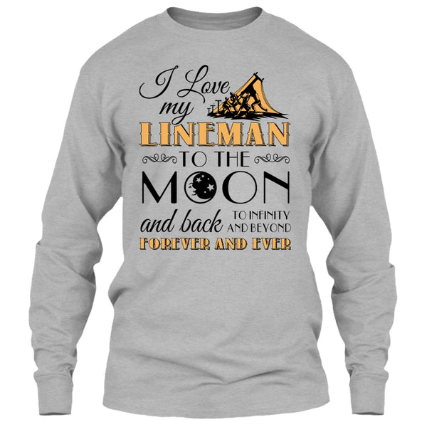 I Love My Lineman To The Moon And Back T Shirt, Coolest Lineman's Wife T Shirt