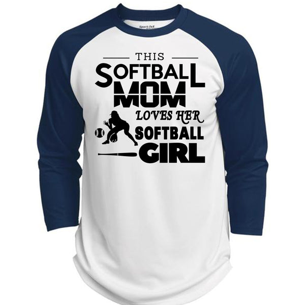 This Softball Mom T Shirt, Loves Her Softball Girl T Shirt, Mother's Day T Shirt  (Polyester Game Baseball Jersey)