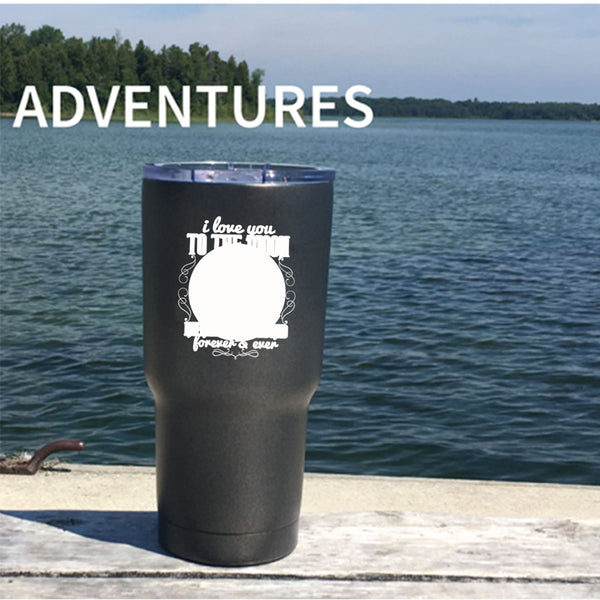 I Love You To The Moon And Back Tumbler 30 oz Stainless Steel, Cool Couple Travel Mug