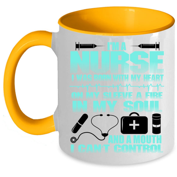 I Was Born With My Heart On My Sleeve Coffee Mug, I'm A Nurse Accent Mug
