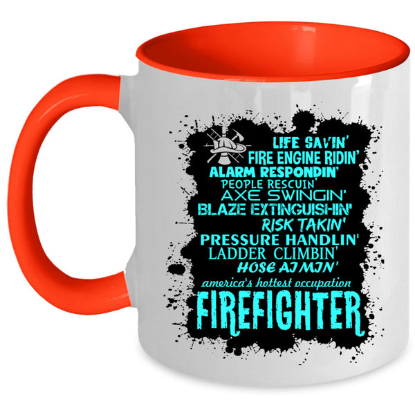 Cute Gift For Firefighter Coffee Mug, Firefighter Accent Mug