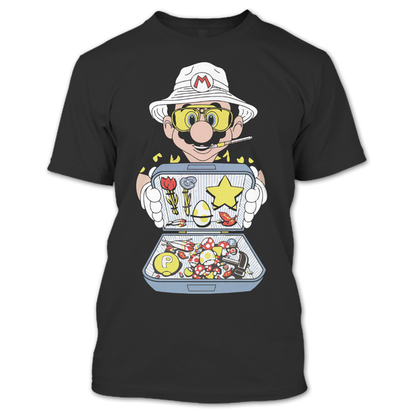 A black t-shirt with the shopify logo