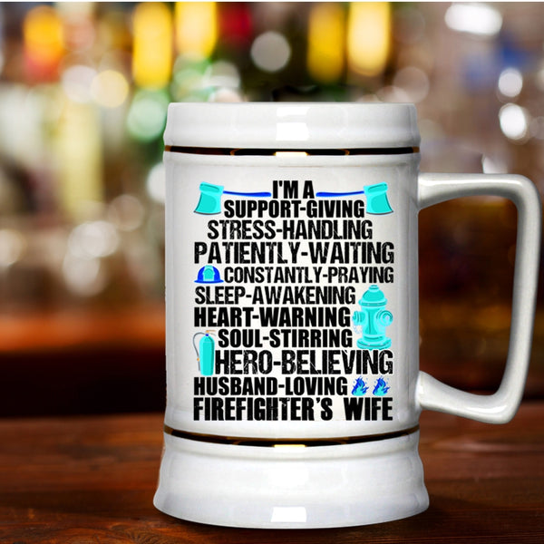 I Love My Firefighter Beer Stein 22oz, I'm A Firefighter's Wife Beer Mug