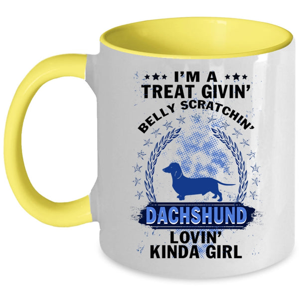 Dog Lovers Coffee Mug, Dachshund Loving Kinda Girl Accent Mug