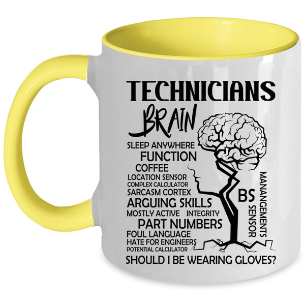 Cool Job Title Coffee Mug, Technicians Brain Accent Mug