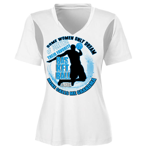 Favorite Basketball Player T Shirt, Calls Me Grandma T Shirt, Cool Shirt (Ladies LS Heather V-Neck)