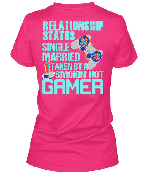 Taken By A Smoking Hot Gamer T Shirt, Being A Gamer T Shirt, Cool Shirt (Ladies LS Heather V-Neck)