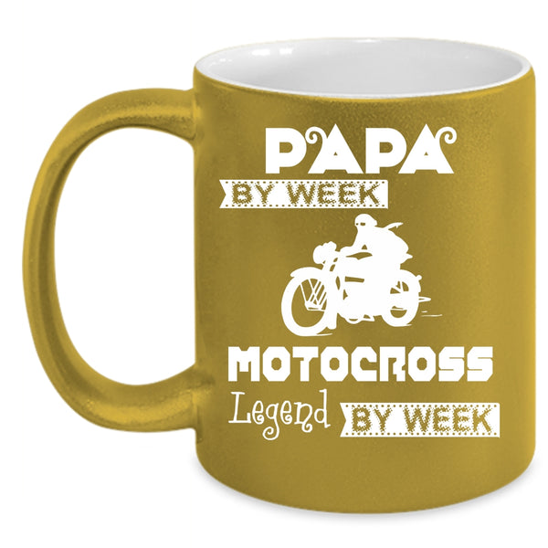 Papa By Week Coffee Mug, Motocross Legend By Week Coffee Cup
