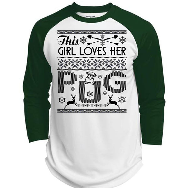 This Girl Loves Her Pug T Shirt, I Love My Dog T Shirt, Awesome T-Shirts  (Polyester Game Baseball Jersey)
