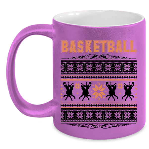 Ugly Christmas Coffee Mug, Basketball Accent Mug