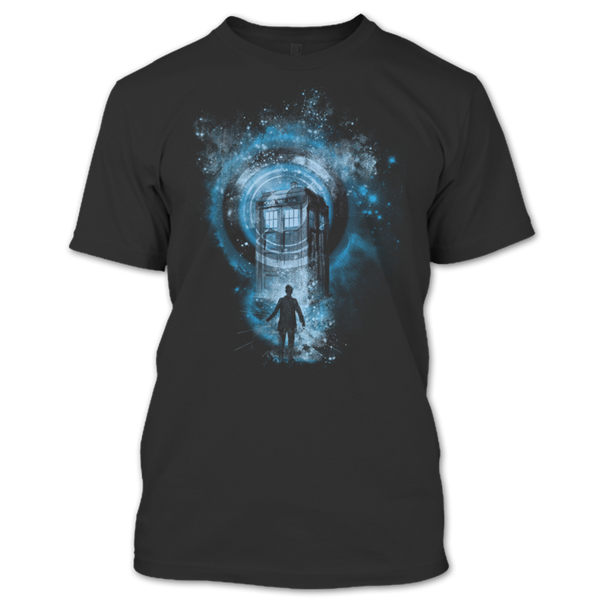 A black t-shirt with the shopify logo