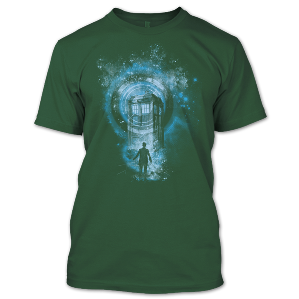 A black t-shirt with the shopify logo