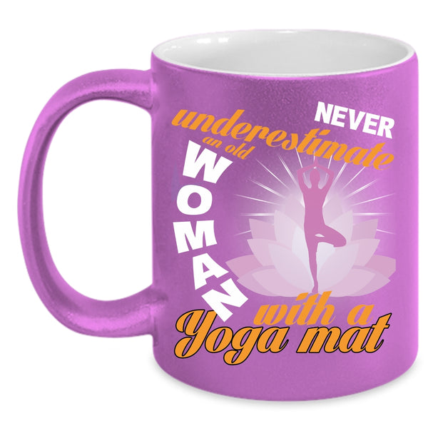 An Old Woman With A Yoga Mat Coffee Mug, Awesome Grandma Coffee Cup