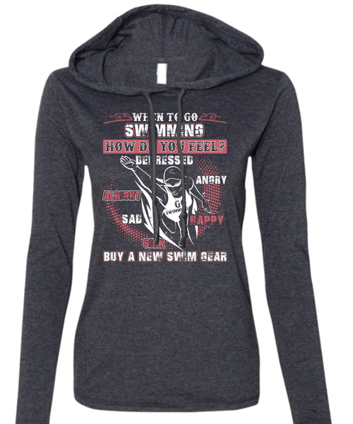 When To Go Swimming T Shirt, New Swim Gear T Shirt (Anvil Ladies Ringspun Hooded)