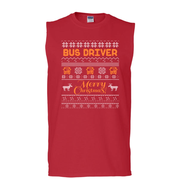 Bus Driver Merry Christmas T Shirt, Coolest Bus Driver T Shirt, Cool T Shirt (Men's Cotton Sleeveless)