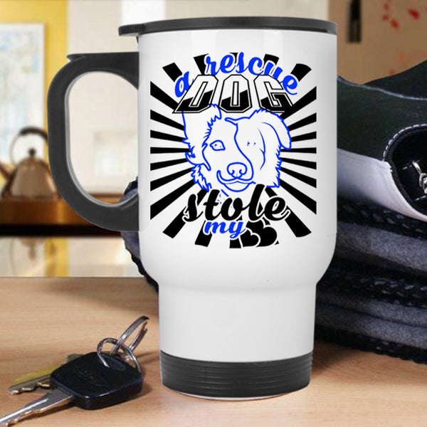 I Love Dogs Travel Mug, A Rescue Dog Stole My Heart Mug