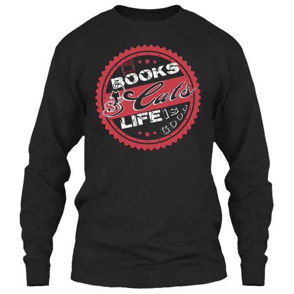 Books & Cat Life Is Good T Shirt, I Love Reading Book T Shirt