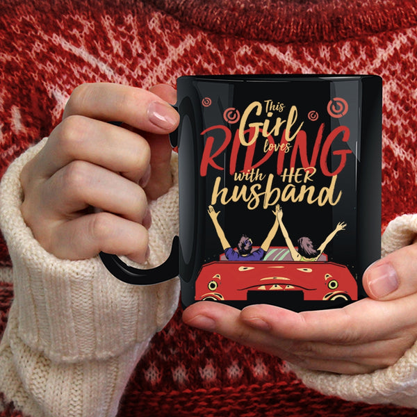 This Girl Loves Riding With Her Husband Coffee Mug, Pretty Girls Coffee Cup