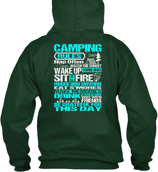 Camping Rules Nap Often T Shirt, Wake Up Smiling T Shirt