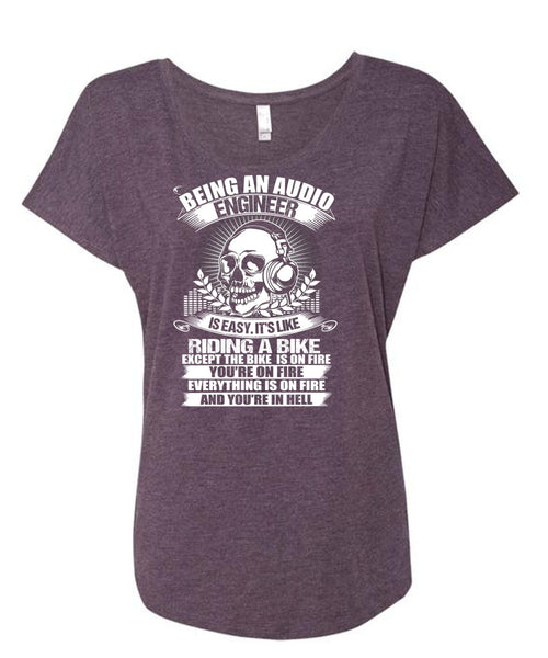 Being An Audio Engineer T Shirt, Riding A Bike T Shirt, Cool Shirt (Ladies' Triblend Dolman Sleeve)