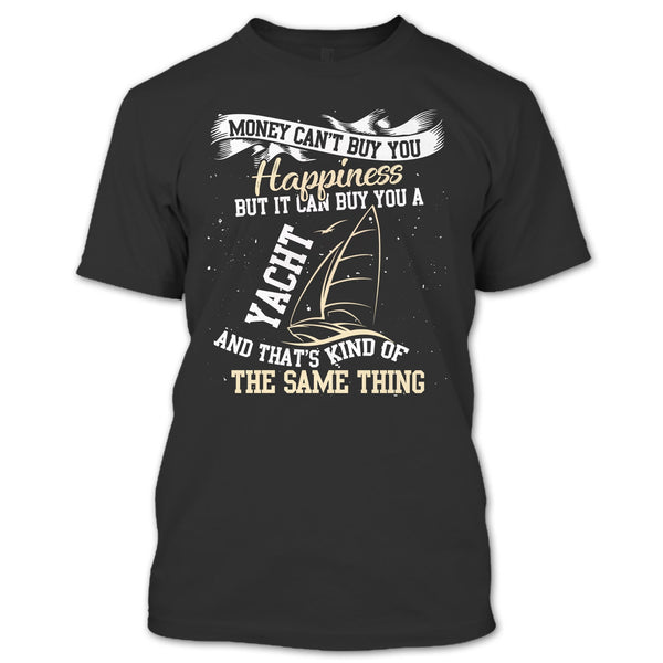 A black t-shirt with the shopify logo