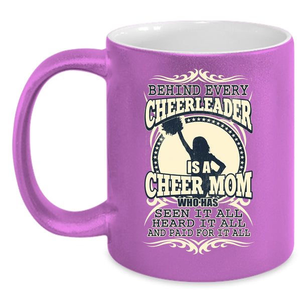 Behind Every Cheerleader Is A Cheer Mom Coffee Mug, Funny Mama Coffee Cup