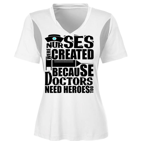 Nurses Were Created T Shirt, Being A Doctor T Shirt, Cool Shirt (Ladies LS Heather V-Neck)